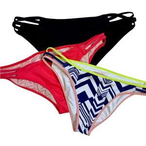 Victoria's Secret The Strappy Cheeky Bikini Bottoms Swim Set‎ of 3 Size Medium